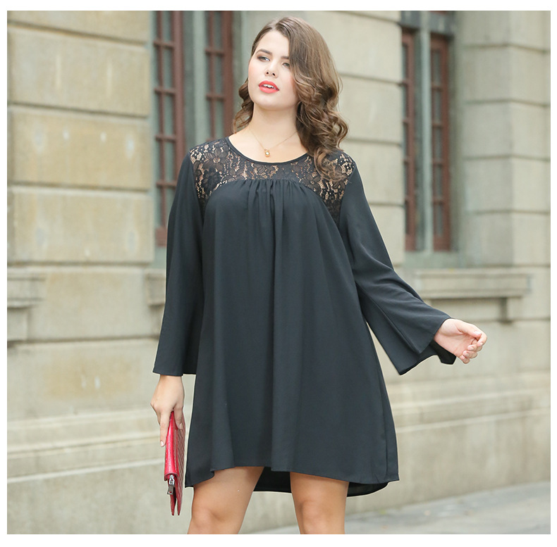 SZ60016 2017 Plus Size Women Loose Lace Casual Dress